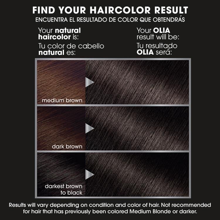 Olia 3.0 darkest brown before after swatch